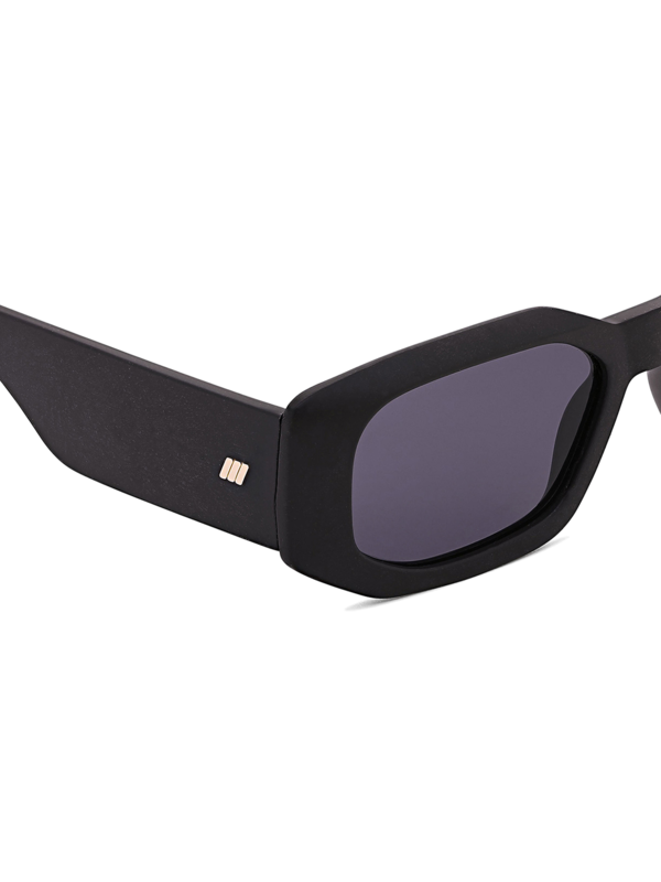 Black Grass Hexagonal Sunglasses with Grey Tinted Lenses
