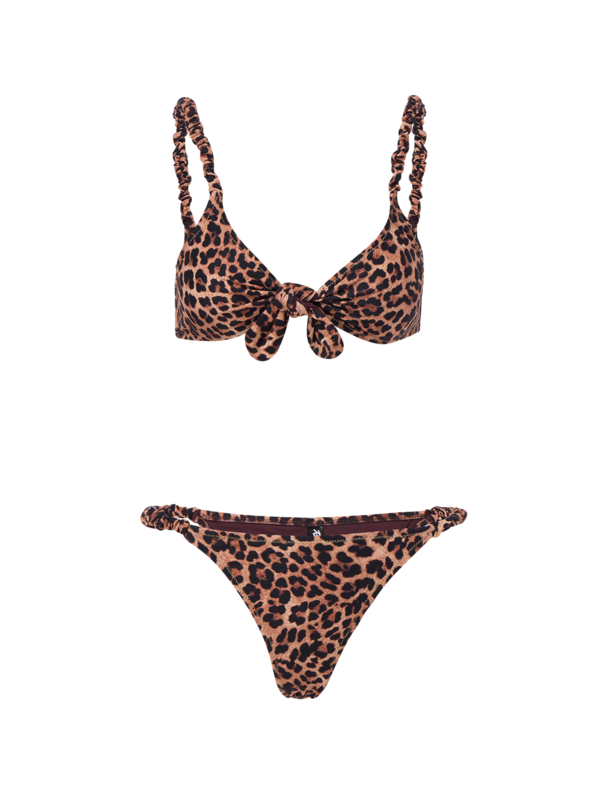 LUCA ROUCHED STRAPS TWO PIECE SWIMSUIT ANIMAL PRINT