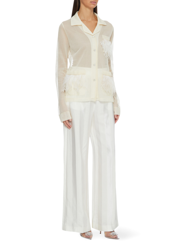 Cream Knit Shirt Blouse