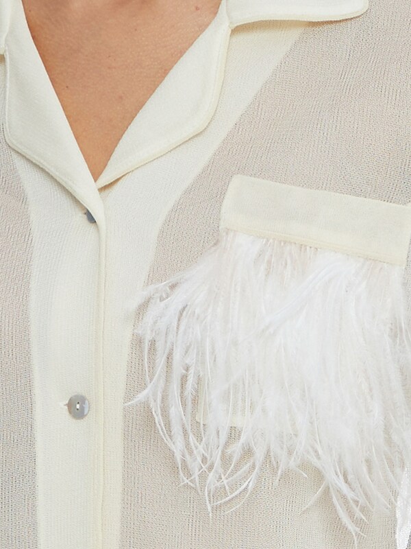 Cream Knit Shirt Blouse