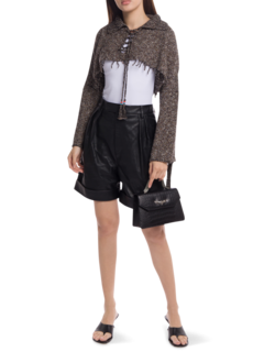 Crochet Cropped Jacket with Frayed Detailing