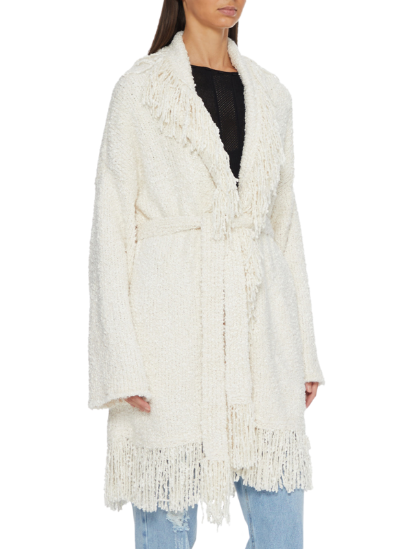 Fringed white cardigan