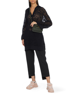 Black Lace Knit Long Top