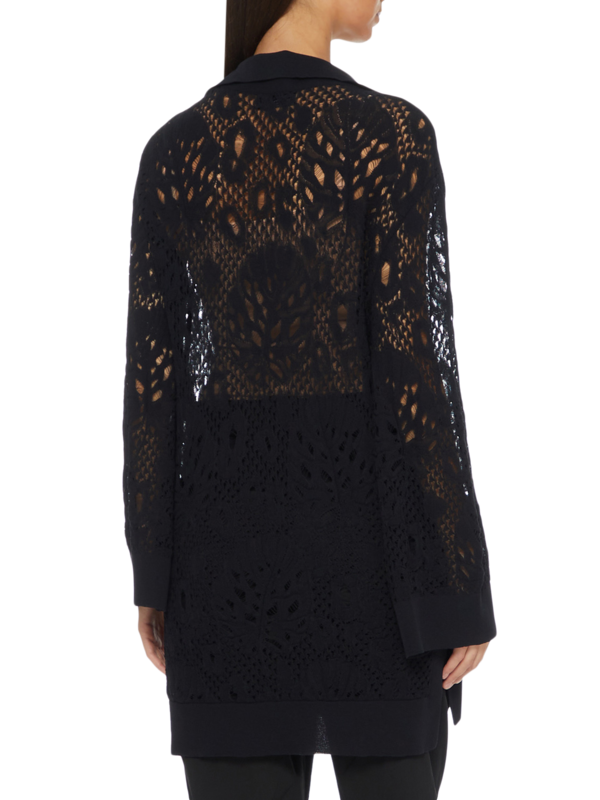 Black Lace Knit Long Top