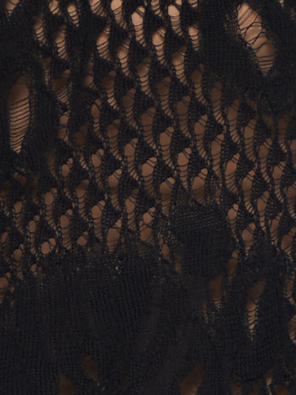 Black Lace Knit Long Top