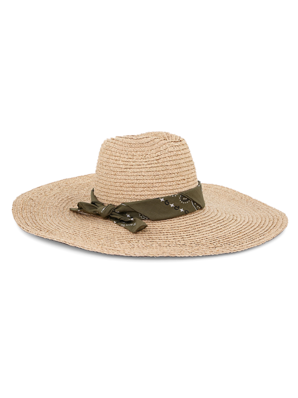 Beige Fedora With Green Bandana Strap