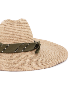 Beige Fedora With Green Bandana Strap