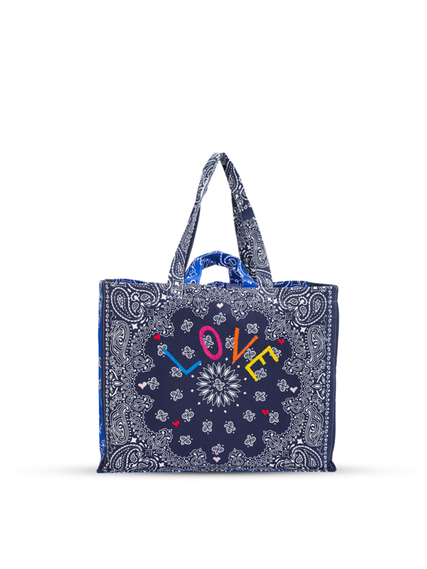 Maxi cabas navy indigo LOVE