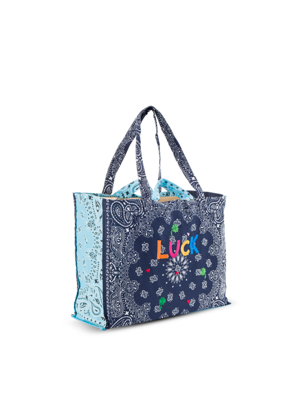 Maxi cabas navy pale blue LUCK