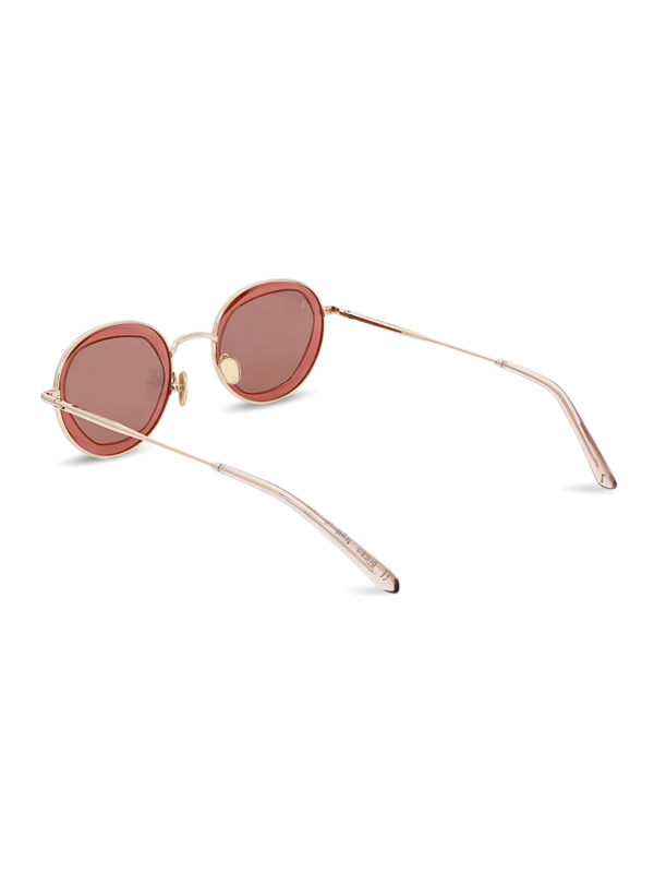 Coral Pink Twinkle Geometric Sunglasses With Light Red Tinted Lenses
