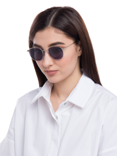 Metal Frame Splash Sunglasses With Blue Tinted Lenses