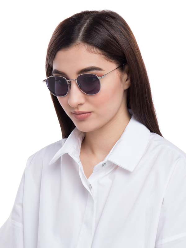 Metal Frame Splash Sunglasses With Blue Tinted Lenses