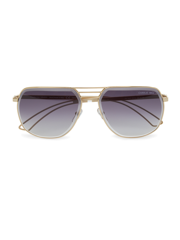 Gold/Grey Square Aviator Sunglasses