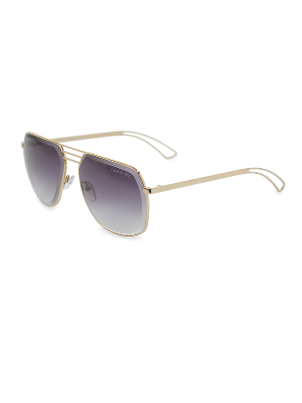 Gold/Grey Square Aviator Sunglasses