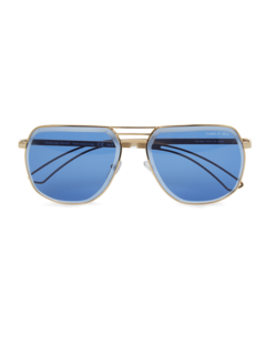 Gold/Blue Square Aviator Sunglasses