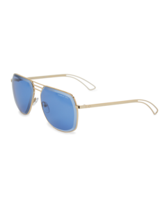 Gold/Blue Square Aviator Sunglasses