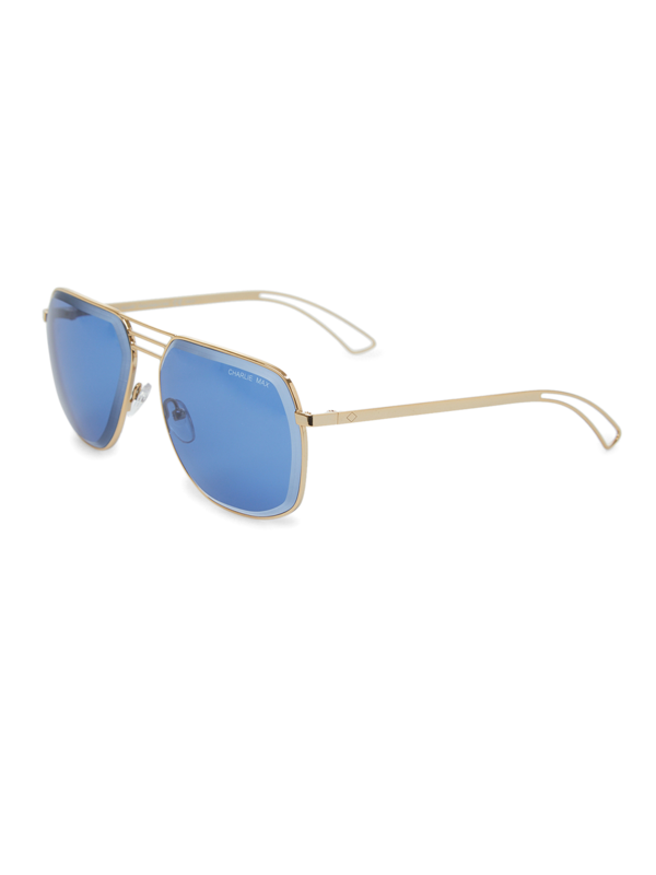 Gold/Blue Square Aviator Sunglasses