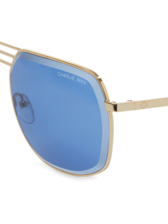 Gold/Blue Square Aviator Sunglasses