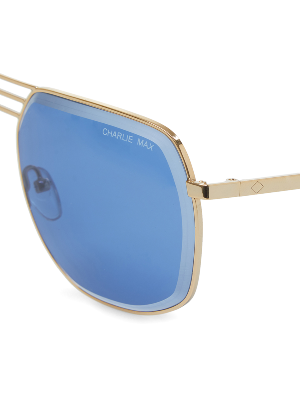 Gold/Blue Square Aviator Sunglasses