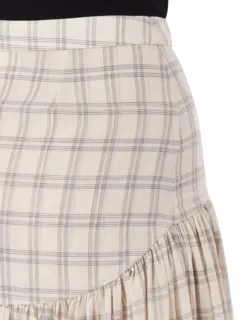 تنورة ماريا طويلة بطبقات من قماش الفوال بنقشة مربعات