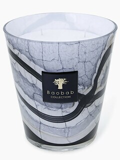 Glass Candle with Cracked Marble Effect
