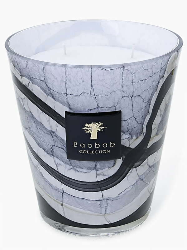 Glass Candle with Cracked Marble Effect