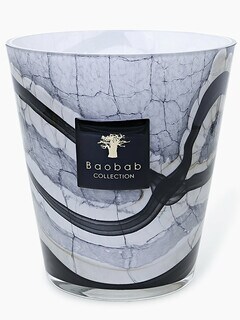 Glass Candle with Cracked Marble Effect