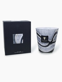 Glass Candle with Cracked Marble Effect