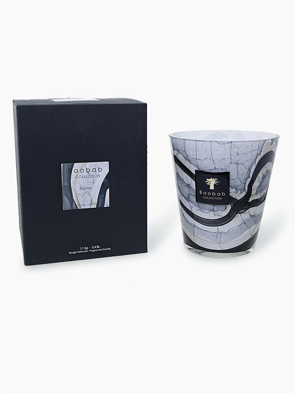 Glass Candle with Cracked Marble Effect