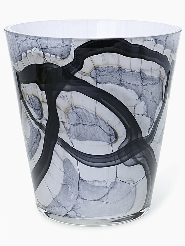 Glass Candle with Cracked Marble Effect