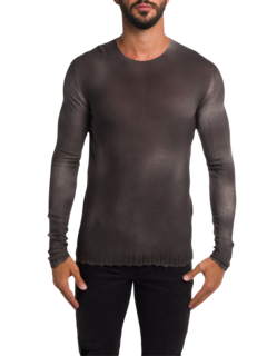 Dark Grey Knitted Sweatshirt With White Faded Dye