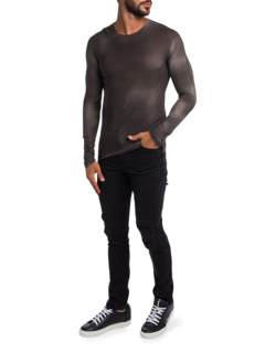 Dark Grey Knitted Sweatshirt With White Faded Dye