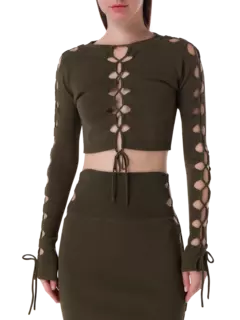 سترة قصيرة مزينة برباط