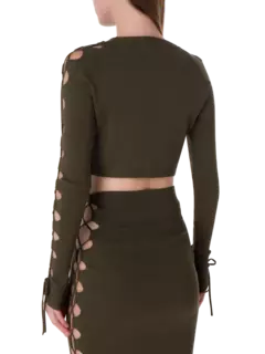 سترة قصيرة مزينة برباط