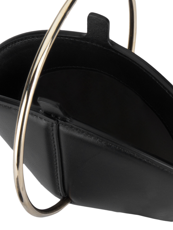 Leather Crossbody Flask Bag with Gold Handle