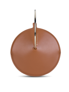 Leather Crossbody Flask Bag with Gold Handle