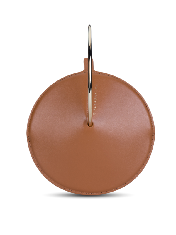 Leather Crossbody Flask Bag with Gold Handle