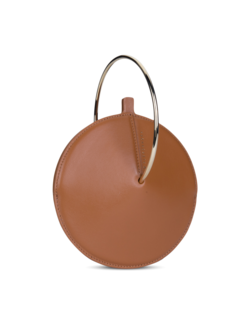 Leather Crossbody Flask Bag with Gold Handle