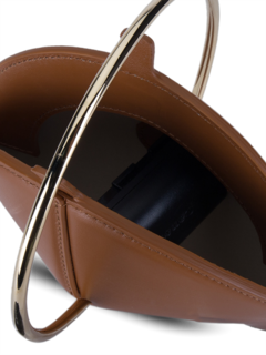 Leather Crossbody Flask Bag with Gold Handle