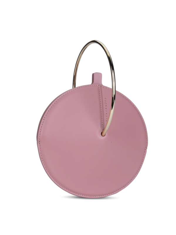 Leather Crossbody Flask Bag with Gold Handle