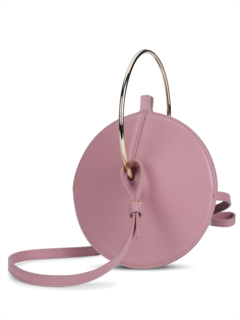 Leather Crossbody Flask Bag with Gold Handle