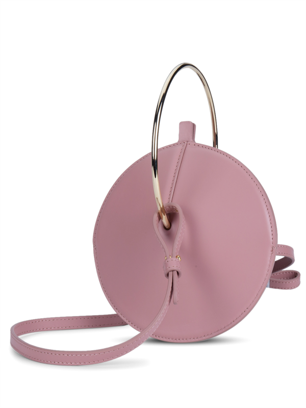 Leather Crossbody Flask Bag with Gold Handle
