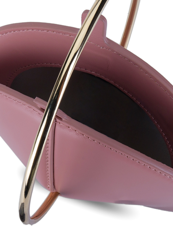 Leather Crossbody Flask Bag with Gold Handle