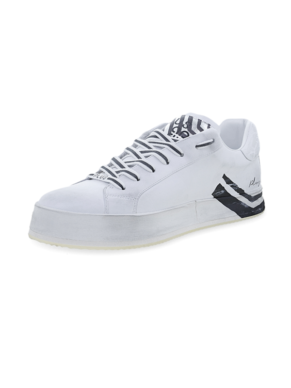 Low-Top Sneakers with Chipped Paint Effect