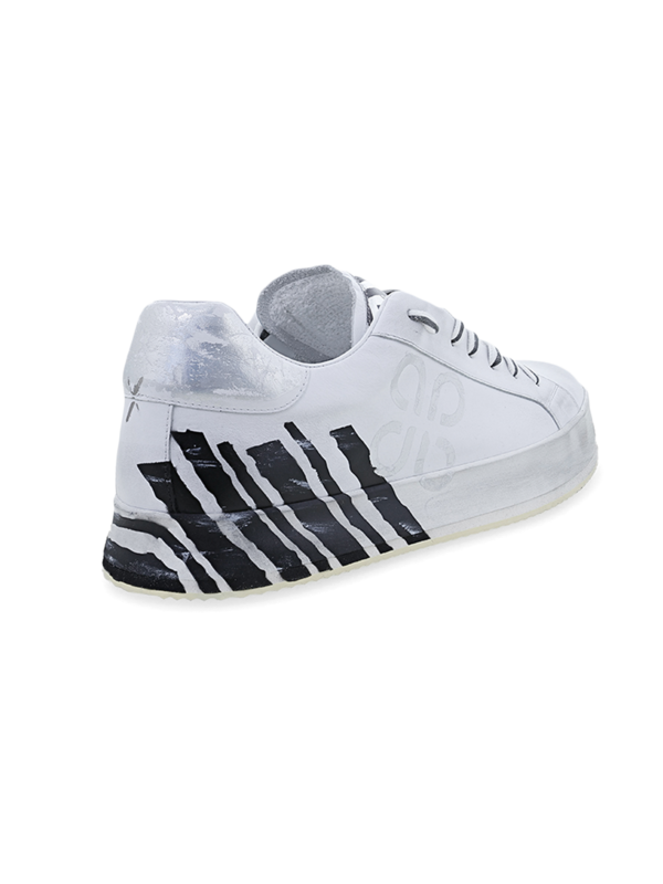Low-Top Sneakers with Chipped Paint Effect