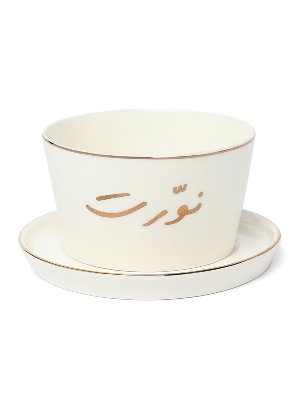 وعاء ميغل مع طبق نورت ذهبي مجموعة من 6