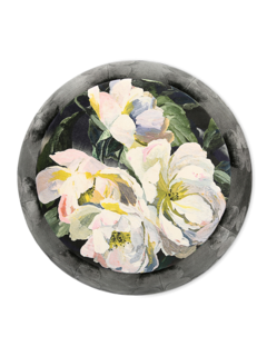 The Queen Pouf Chair : Designer Black Velvet on Black Washed Canvas with lg Floral Top