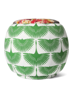 The Queen Pouf Chair : The Beauty Flock Green and White Multi Use with Designer Linen Floral Top