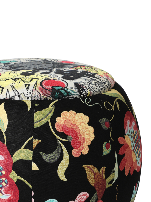 The Queen Pouf Chair : Designer Floral Canvas Top with Pop Art NYC Top