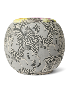 The Queen Pouf Chair : Linen Dancing Zebras with Designer Funky Floral Top